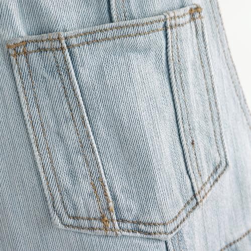 KIDSCOOL SPACE Kids Denim Bib Overalls Little Big Kids 3 Buttons Both Sides Jean Dungarees Pants