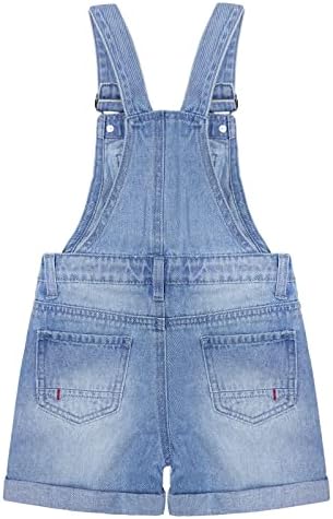 KIDSCOOL SPACE Little Big Kids Cute Jeans Shorts Ripped Folded Hem Adjustable Straps Summer Denim Shortalls