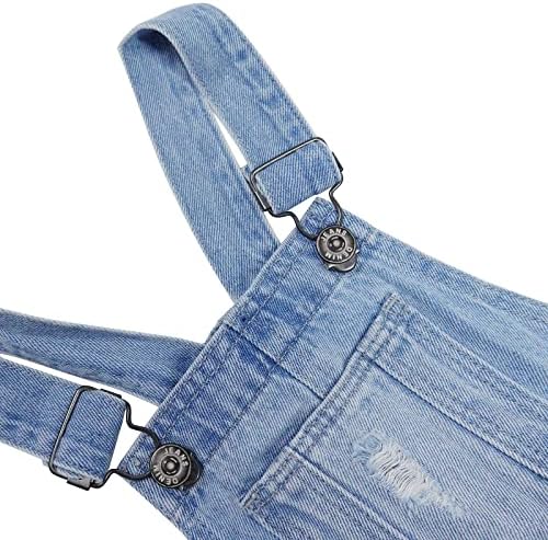 KIDSCOOL SPACE Little Big Kids Cute Jeans Shorts Ripped Folded Hem Adjustable Straps Summer Denim Shortalls