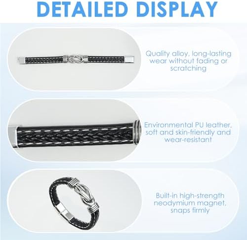 Kiki Fancy Braided Leather Bracelet For Men Teen Boy Personalised Leather Bracelet For Men Inspirational Wristband For Birthday Easter Christmas Graduation Gifts