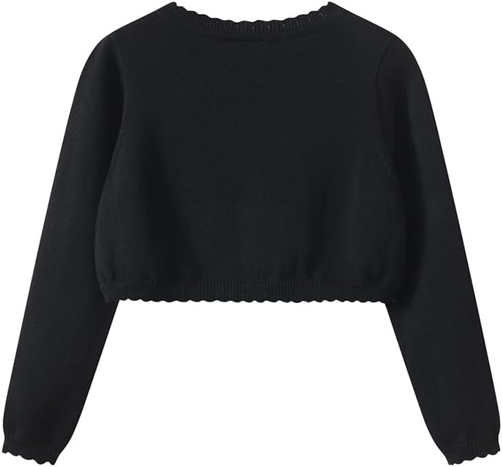 KISLOVE Girls Cardigan Knitted Long Sleeve Shrug Cotton One-Button Bolero Sweatshirt Wedding Party Dress Coat Knitwear For 1-14 Years