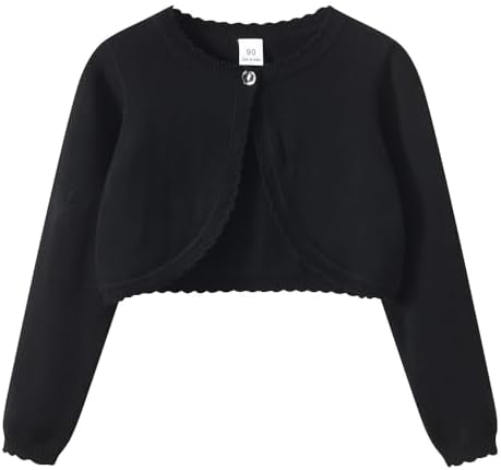 KISLOVE Girls Cardigan Knitted Long Sleeve Shrug Cotton One-Button Bolero Sweatshirt Wedding Party Dress Coat Knitwear for 1-14 Years