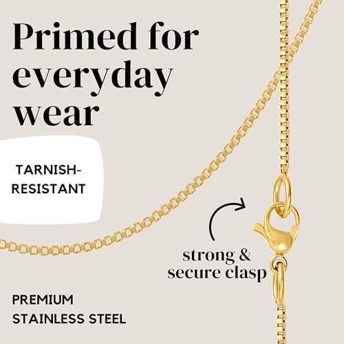 KISPER 24k Gold Over Stainless Steel 1.2mm Thin Box Chain Necklace