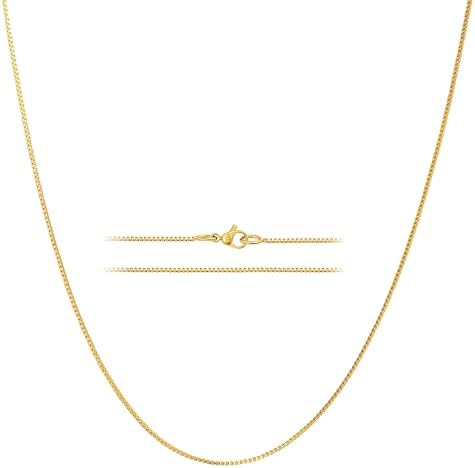 KISPER 24k Gold Over Stainless Steel 1.2mm Thin Box Chain Necklace