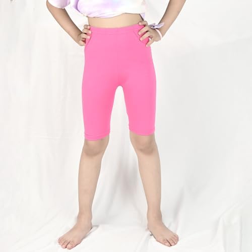 KOOOGEAR 3 Pack Girls Cycling Shorts Kids Cotton Stretchable Breathable Summer Shorts Leggings Over Knee Half Length PE Dance Cycle Gymnastic Short Under Dress Short For Girls Age 5-12