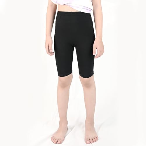 KOOOGEAR 3 Pack Girls Cycling Shorts Kids Cotton Stretchable Breathable Summer Shorts Leggings Over Knee Half Length PE Dance Cycle Gymnastic Short Under Dress Short For Girls Age 5-12