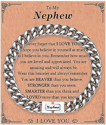 KORAS Dad Son Grandson Gifts Cuban Chain Bracelet for Grandad Uncle Nephew Brother Soulmate Stainless Steel Bracelet Gifts for Men Perfect Fathers Day Birthday Graduation Christmas Presents