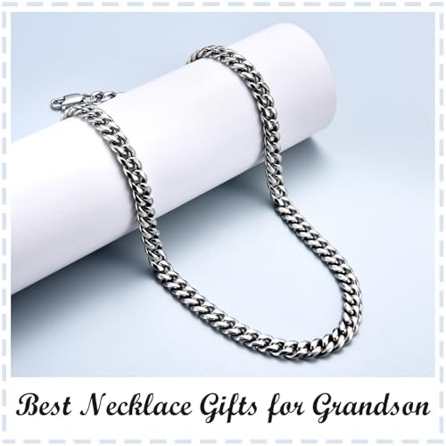 KORAS Mens Gifts For Him Husband Boyfriend Soulmate Teenage Boy Gifts For Son Grandson 8mm Cuban Chain Necklace Valentines Gifts For Him Jewellery Presents For Birthday Christmas Anniversary