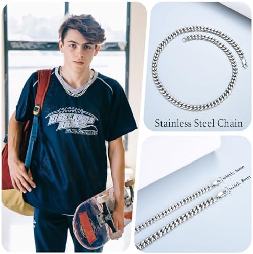 KORAS Mens Gifts For Him Husband Boyfriend Soulmate Teenage Boy Gifts For Son Grandson 8mm Cuban Chain Necklace Valentines Gifts For Him Jewellery Presents For Birthday Christmas Anniversary