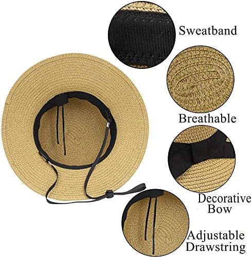 KorhLeoh Girls Straw Sun Hat Floppy Wide-Brim Summer Beach Hat With Bow 2-17t