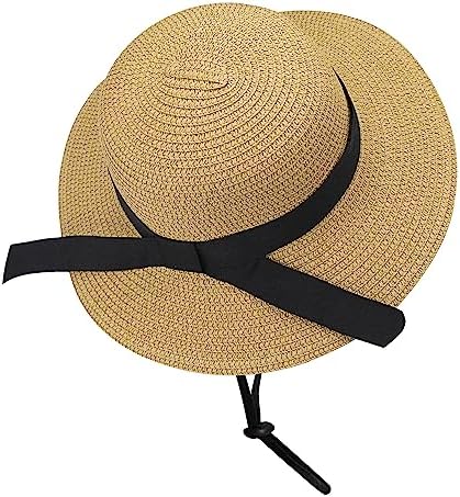 KorhLeoh Girls Straw Sun Hat Floppy Wide-Brim Summer Beach Hat with Bow 2-17t