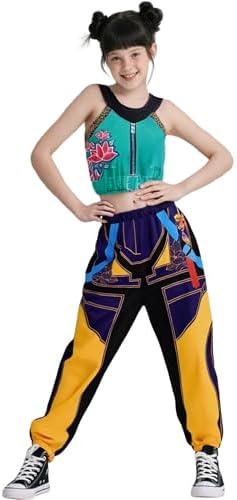 Kpop Hunter Idol Group Costumes for Kids Girls Hunter Star Mira Zoey Mira Print Stage Costume 3PCS Performance Outfits for Halloween Cosplay