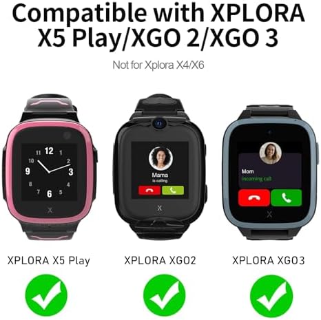 Kuaguozhe Pack Of 1 Children's Wristbands Compatible With Xplora X5 / XGO2 / XGO3 Bracelet Xplora Kids Smartwatch Replacement Strap Silicone Watch Strap For X5 Play/XGO 2/XGO 3 Girls Boys Student