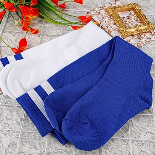 Kuou 2 Pairs Kids Football Socks 2 Colors Childrens Unisex Anti-slip Towel Bottom Socks Long Soccer Breathable Sock For Rugby Hockey Running Or Training (White Blue) Children Aged 5-12 18x 36cm