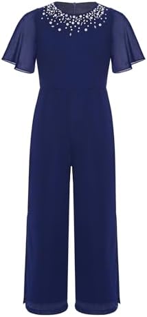 Kvysinly Kids Girl's Short Sleeve Sparkly Jumpsuit Long Pants Summer Playsuit Party Romper Overall