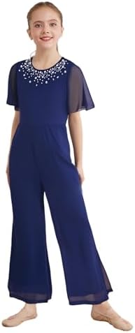 Kvysinly Kids Girl's Short Sleeve Sparkly Jumpsuit Long Pants Summer Playsuit Party Romper Overall