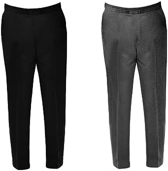 L S U Boys All Around Elasticated Waist Pull Up School Trousers Black Grey Age 2 to 16