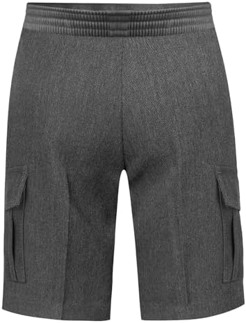 L S U Boys Pull Up School Shorts Grey Black Adjustable Waist With Extra Pockets