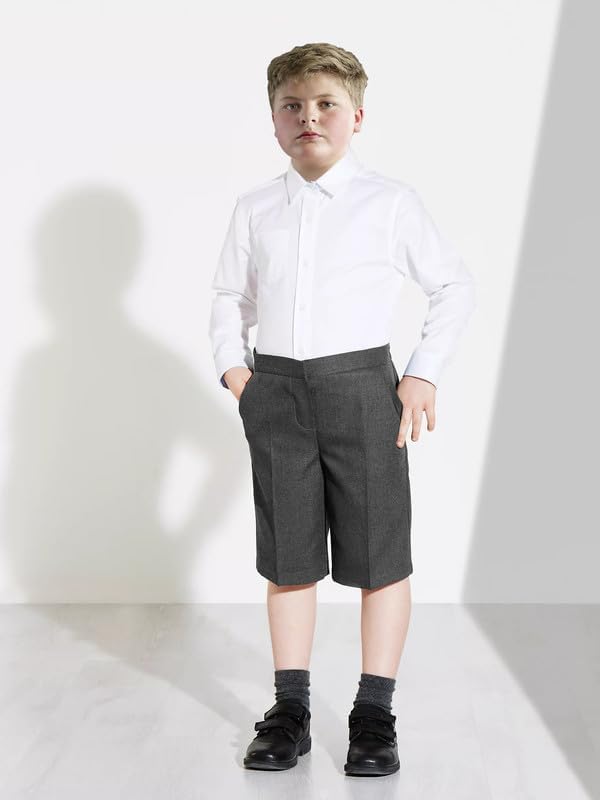 L S U Boys Pull-UP School Shorts Uniform Half Elasticated Back~NO Zip/Clip~ 2-11YEARS