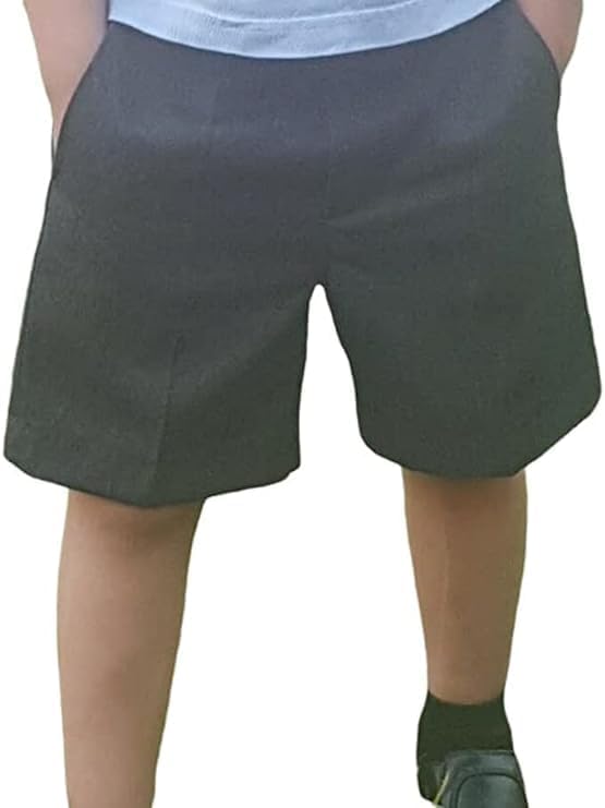 L S U Boys School Shorts 2/3 Years To 7/8 Years Pull UP & 8/9 Years To 16/17 Years Zip+Clip Summer School Shorts Kids Uniform Grey