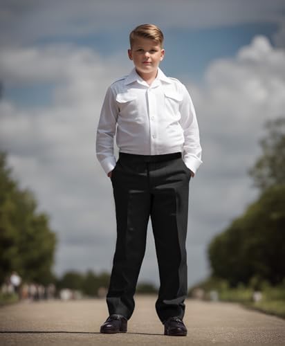L S U Boys Sturdy Fit Half Elasticated Pull Up Generous Fit School Trousers Kid Plus Fit Half Elastic Pull On Trousers