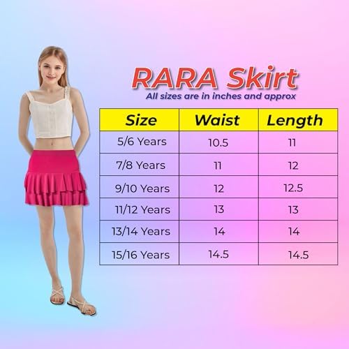 L S U Girls RARA Skirt Plain Ruffle Layered Mini Skirt Frill Dance Gathering Skirt