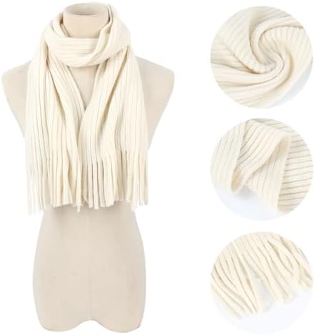 LA HUATE Kids Wool Knit Tassel Scarf Autumn Winter Neck Warmer Solid Color Warm Neckerchiefs