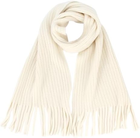 LA HUATE Kids Wool Knit Tassel Scarf Autumn Winter Neck Warmer Solid Color Warm Neckerchiefs