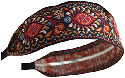 LAANCOO Vintage Headband Wide Embroidery Hair Band Retro Ethnic Headdress for Women Girl Retro Wide Head Wraps