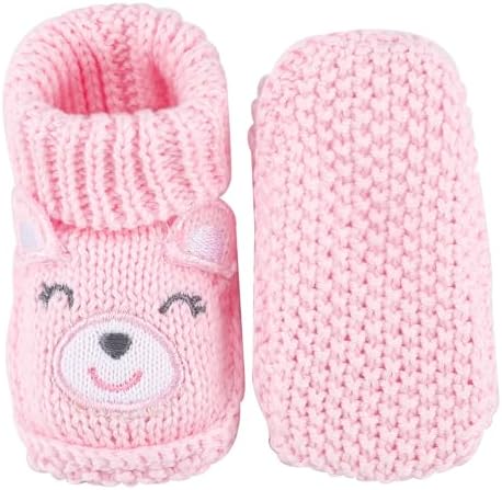 LACOFIA 2 Pairs Newborn Knitted Booties Soft Baby Boys Girls Bootees 0-3 Months