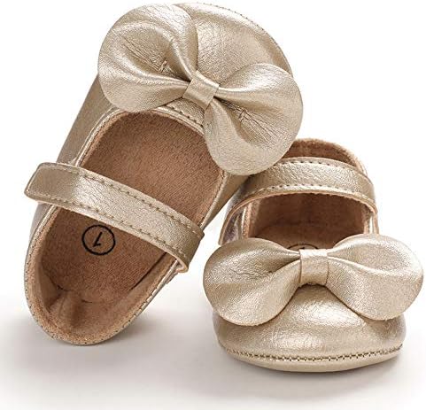 LACOFIA Baby Girls Anti-Slip First Walking Shoes Infant Bowknot Mary Jane Princess Party Shoes Prewalkers