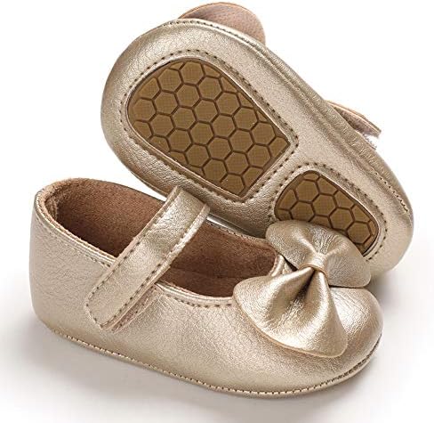 LACOFIA Baby Girls Anti-Slip First Walking Shoes Infant Bowknot Mary Jane Princess Party Shoes Prewalkers