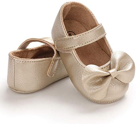 LACOFIA Baby Girls Anti-Slip First Walking Shoes Infant Bowknot Mary Jane Princess Party Shoes Prewalkers