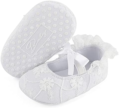 LACOFIA Baby Girls Christening Shoes Bowknot Infant Crib Shoes Anti-Slip Soft Sole Prewalkers