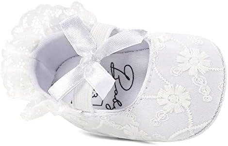 LACOFIA Baby Girls Christening Shoes Bowknot Infant Crib Shoes Anti-Slip Soft Sole Prewalkers