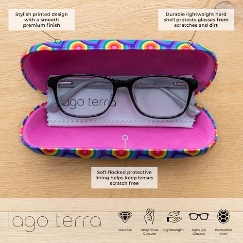 LAGO TERRA Rainbow Print Hard Shell Glasses Case