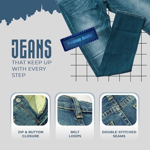 LAMIRE High Rise Skinny Girls Jeans - Stretchy Slim Denim Jeans For Kids - Stylish And Comfortable High Waist Cotton Kids Jeans With Adjustable Waistband For Ages 5-13 Years