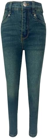LAMIRE High Rise Skinny Girls Jeans - Stretchy Slim Denim Jeans for Kids - Stylish and Comfortable High Waist Cotton Kids Jeans with Adjustable Waistband for Ages 5-13 Years