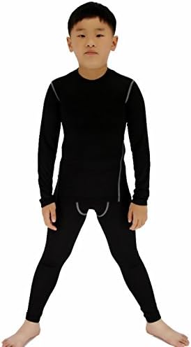 LANBAOSI Kids Boys Base Layer Thermal Long Sleeve Top and Leggings Set Compression Shirt Tights