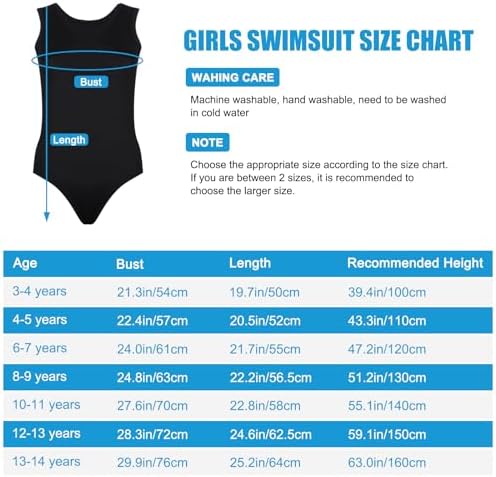 Lancry 3-14 Years One Piece Girls Swimsuit Black Girls Swimming Costume Quick Dry Stretchy Swimwear For Kids Bathing Suit