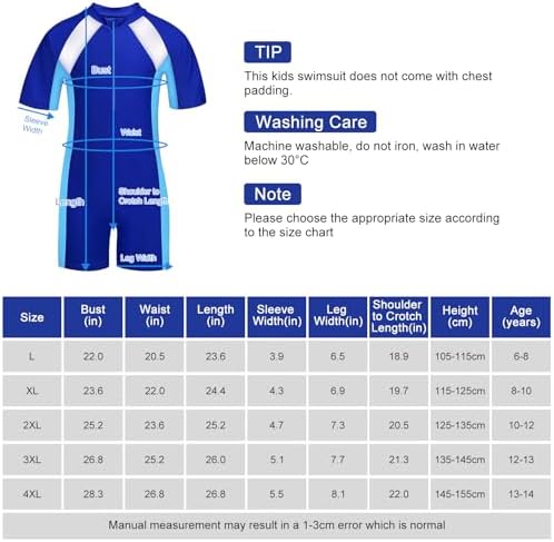 Lancry Swimming Costume For Boys Girls One-Piece Kids Swimsuit Short Sleeve Swimming Costume 6-14 Boys Swimsuit