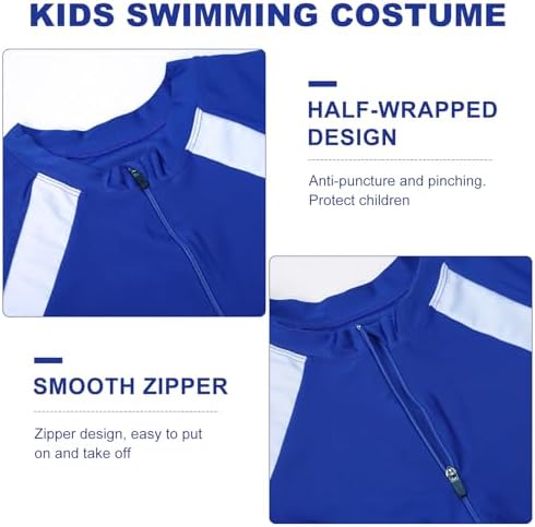 Lancry Swimming Costume For Boys Girls One-Piece Kids Swimsuit Short Sleeve Swimming Costume 6-14 Boys Swimsuit