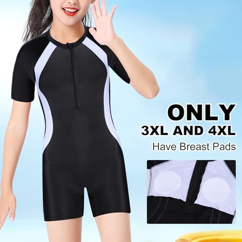Lancry Swimming Costume For Boys Girls One-Piece Kids Swimsuit Short Sleeve Swimming Costume 6-14 Swimsuit Girls