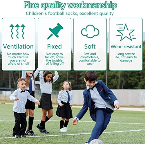 Lanjue 3 Pairs Kids Football Socks Black Boys Football Socks Long Tube Children Soccer Socks Hockey Socks Rugby Socks For Sport Training