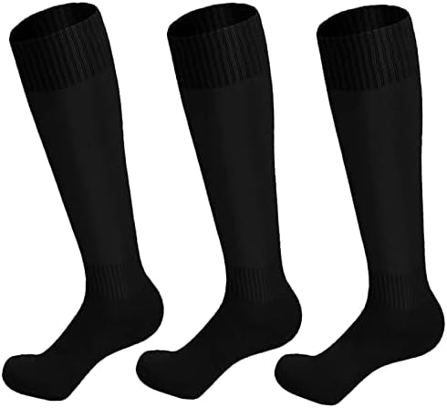 Lanjue 3 Pairs Kids Football Socks Black Boys Football Socks Long Tube Children Soccer Socks Hockey Socks Rugby Socks for Sport Training