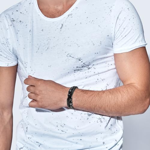 LAXPICOL Gift To My Son/Grandson/Husband Mens Bracelets Mens Leather Bracelet Boys Bracelets With Stainless Steel Magnetic Clasp Braided Leather Bracelet Birthday Gift For Men