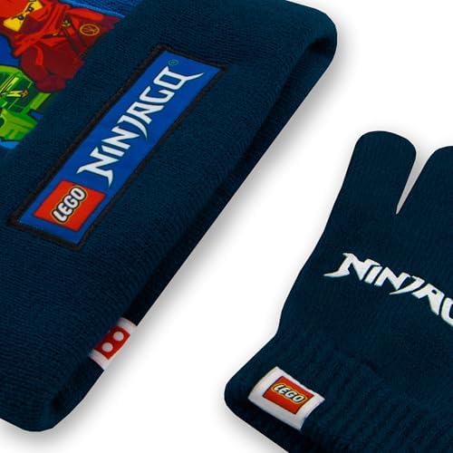 LEGO Ninjago Kids Hat And Gloves Set Kai Lloyd And Jay Winter Hats For Kids Boys Hat And Gloves Set One Size Blue