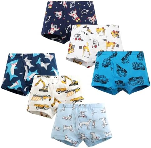 LeQeZe Boys Boxer Shorts 6-Pack - 100% Cotton Breathable Underwear for Kids Age 2-9 Years Soft Comfort Fit for Daily Wear & Play