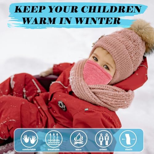 Lifwimner 3 Pack Winter Neck Warmer For Kids Warm Fleece Windproof Neck Gaiter Ski Mask For 3-6 Year Boys Girls Scarf Snood For Running Cycling Outdoor Sports