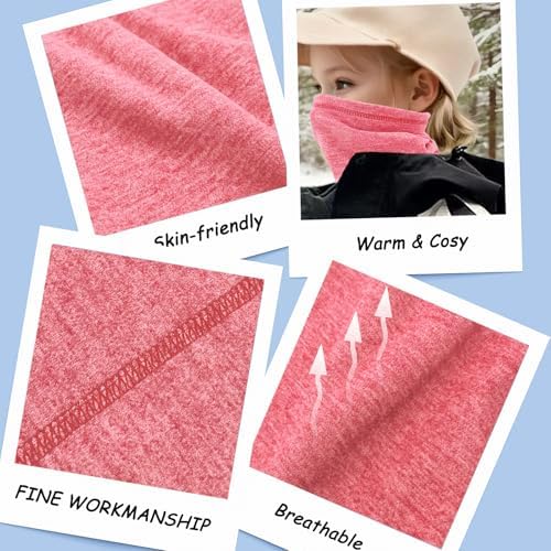 Lifwimner 3 Pack Winter Neck Warmer For Kids Warm Fleece Windproof Neck Gaiter Ski Mask For 3-6 Year Boys Girls Scarf Snood For Running Cycling Outdoor Sports